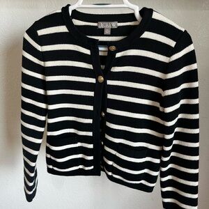 J. Crew Black and White Striped Cardigan